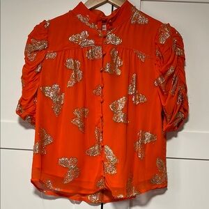 Orange and Gold Women's Top